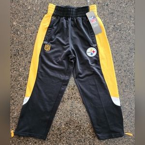 New Pittsburgh Steelers Black and Gold Sweatpants with Zippers (NFL Shield)
